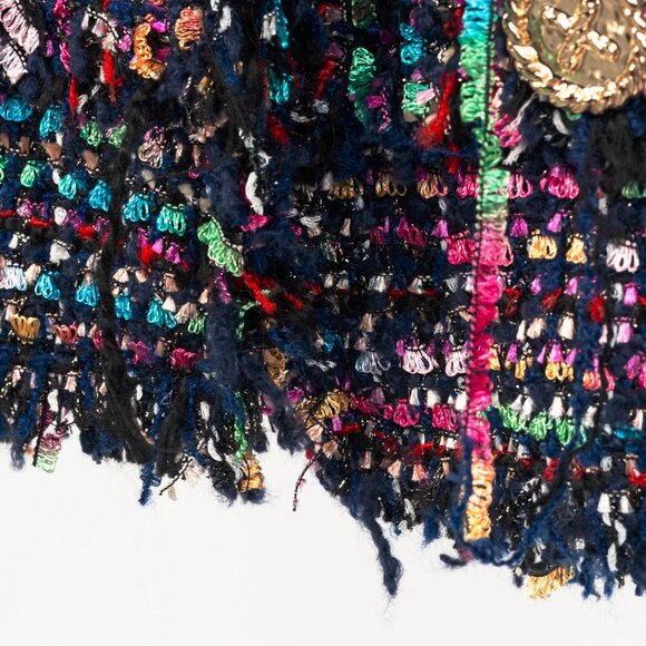 Edward Achour Paris Multicolour Tweed Fringe-Trim Jacket - Picture 9 of 13